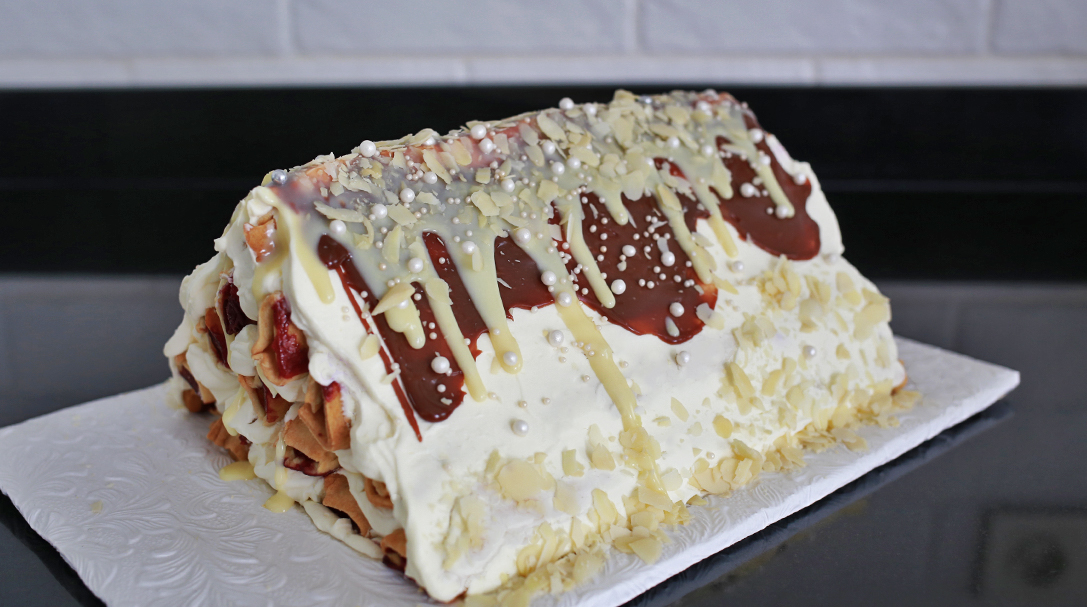 orchideli, przepis na ciasto wiśniowa góra, ciasto z wiśniami, ciasto kruche, przepis dla dzieci,