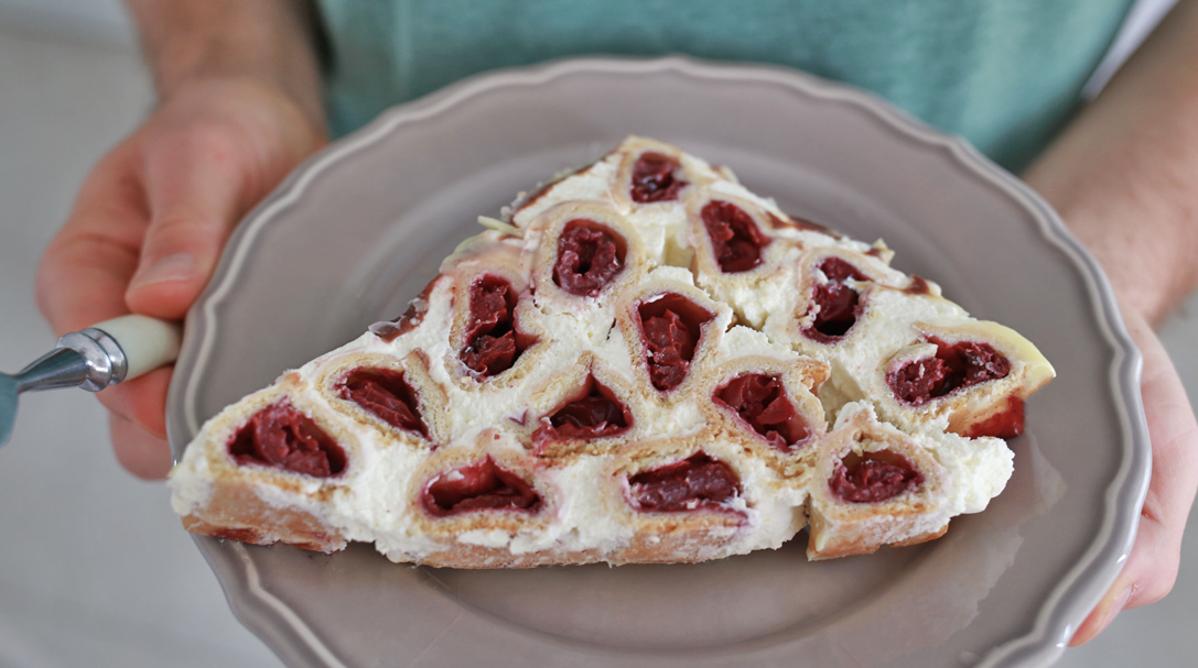 orchideli, przepis na ciasto wiśniowa góra, ciasto z wiśniami, ciasto kruche, przepis dla dzieci,