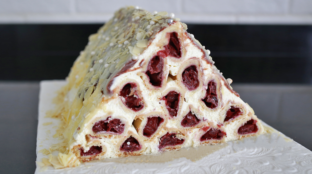 orchideli, przepis na ciasto wiśniowa góra, ciasto z wiśniami, ciasto kruche, przepis dla dzieci,