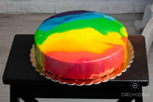 orchideli - rainbow mirror glaze recipe, tęczowa polewa lustrzana
