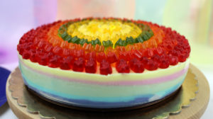 orchideli - tęczowy tort z żelkami, żelki misie Haribo