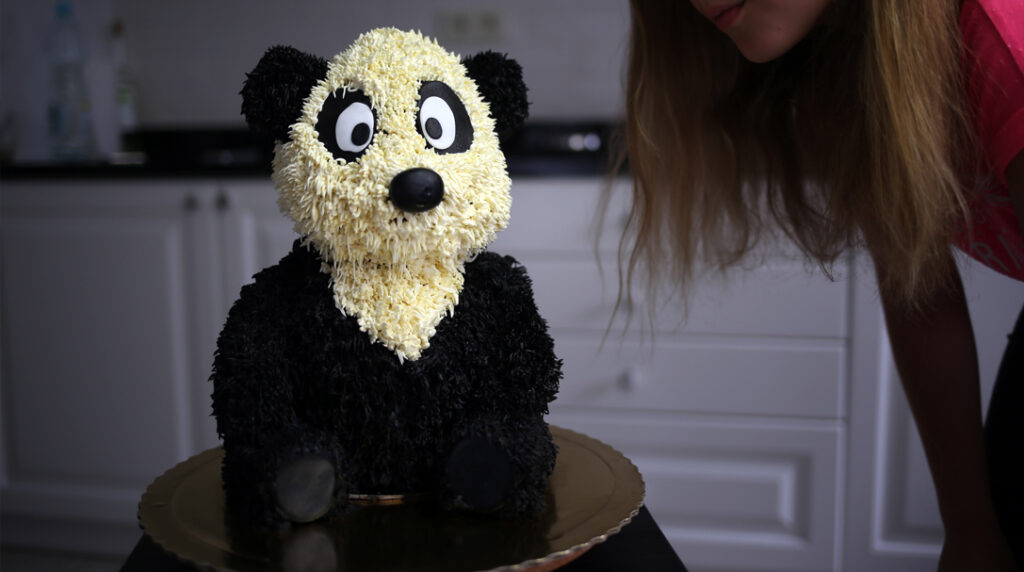 Tort panda miś orchideli tort urodzinowy dla dziecka na roczek