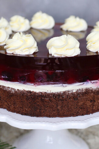 orchideli, przepis na biszkopt czekoladowy z galaretką, tutorial, prosty przepis na tort, prosty tort