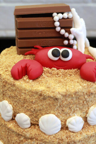 orchideli, przepis na tort miodowy - zamek z piasku, tort urodzinowy dla dziecka