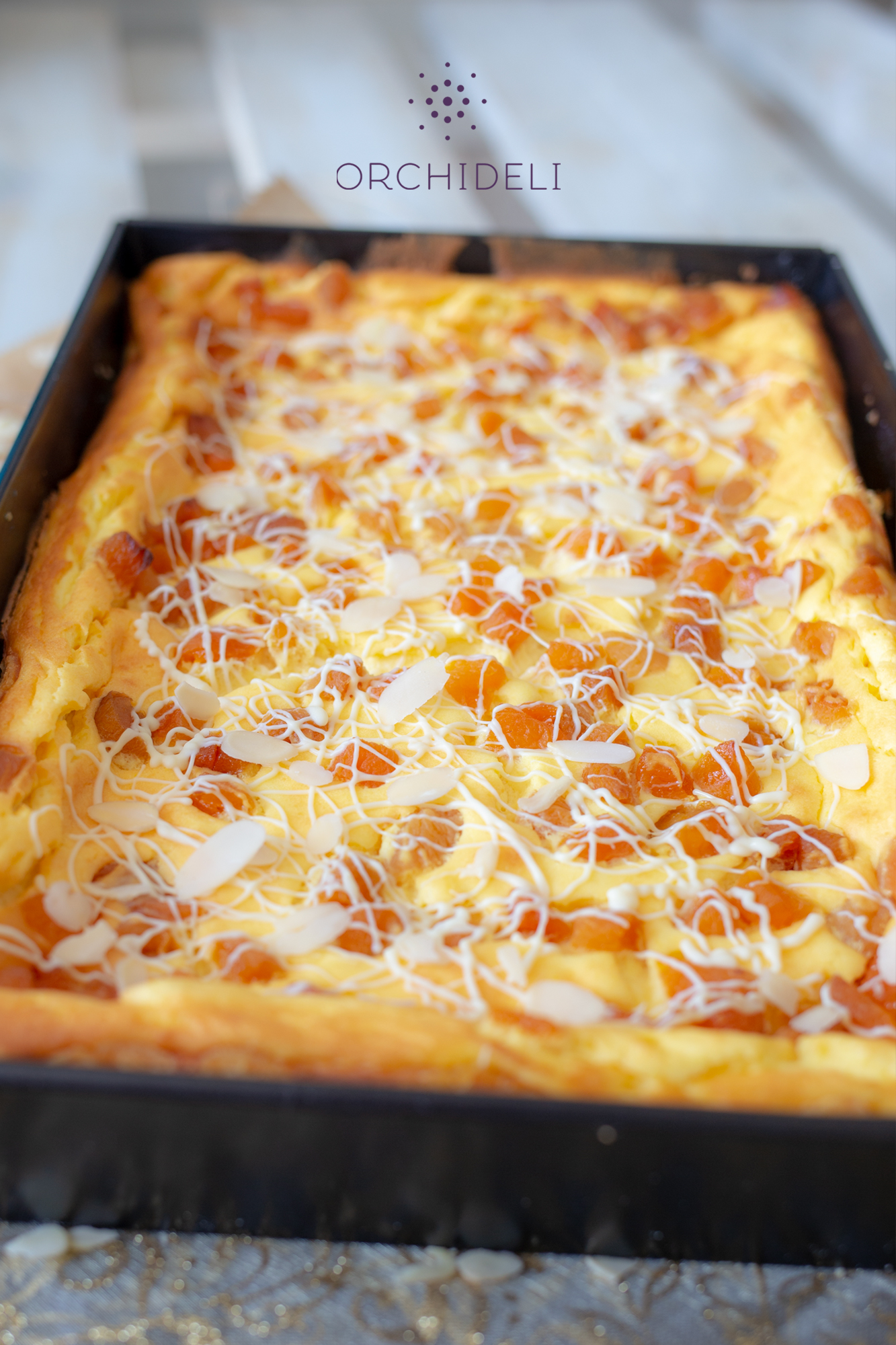 orchideli, przepis na sernik na budyniach z morelami