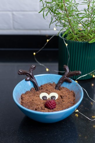 Świąteczna czekoladowa owsianka z malinami, na świąteczne śniadanie, przepis Orchideli